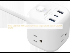 Três portas USB 18W Max Smart Power Strips com tomada AC 125V10A 1250W