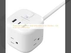 Três portas USB Com USB C 5V3A 15W Max, USB A1/A2 5V2.4A 12W Max
